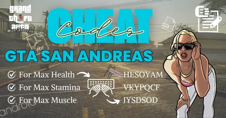 GTA San Andreas Cheat Codes (All Devices) Download PDF (Updated List) 12 GTA San Andreas Cheats